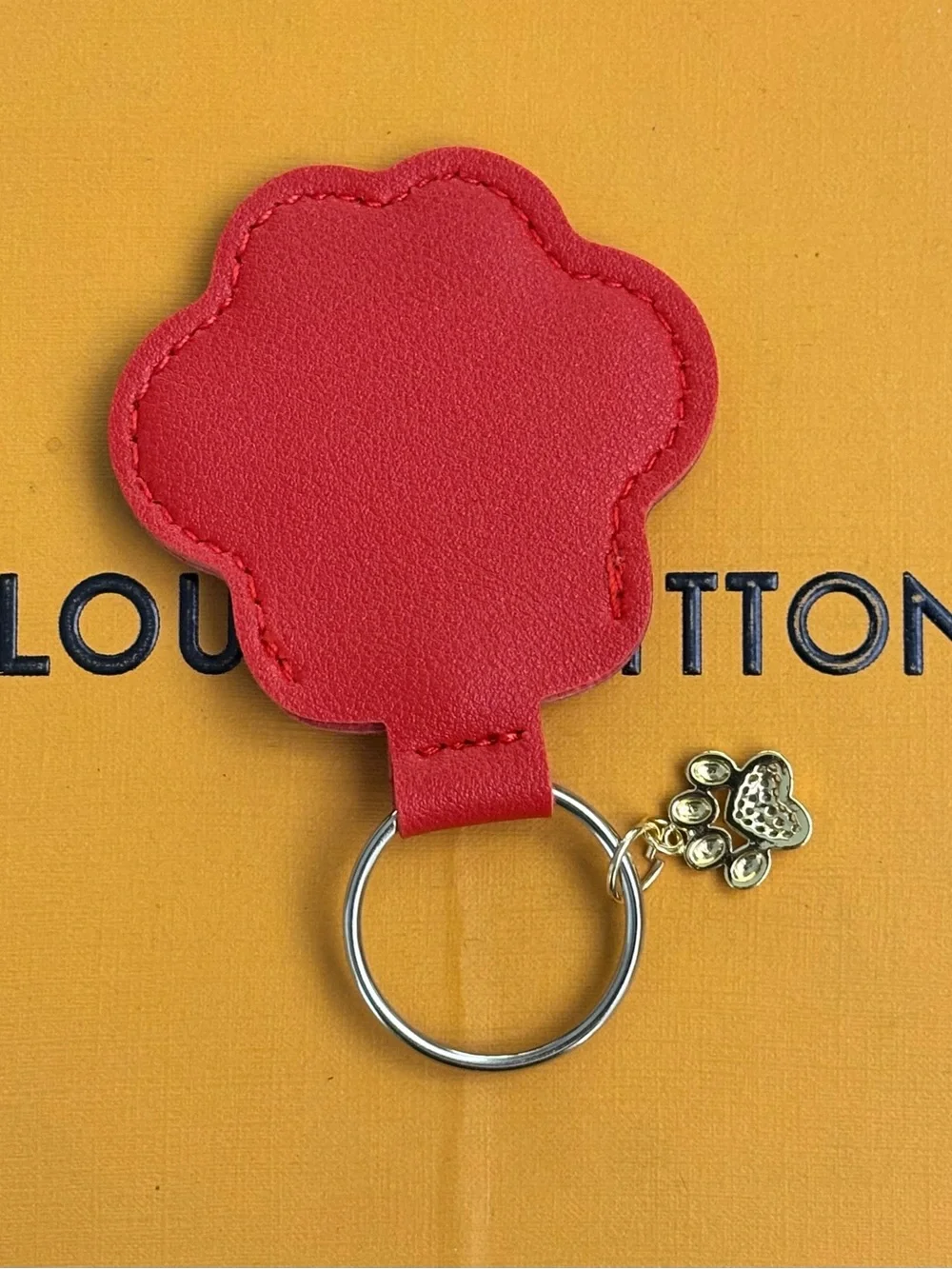 Louis Vuitton Monogram Tomato Red Dog Paw Key Chain 3.75 inches